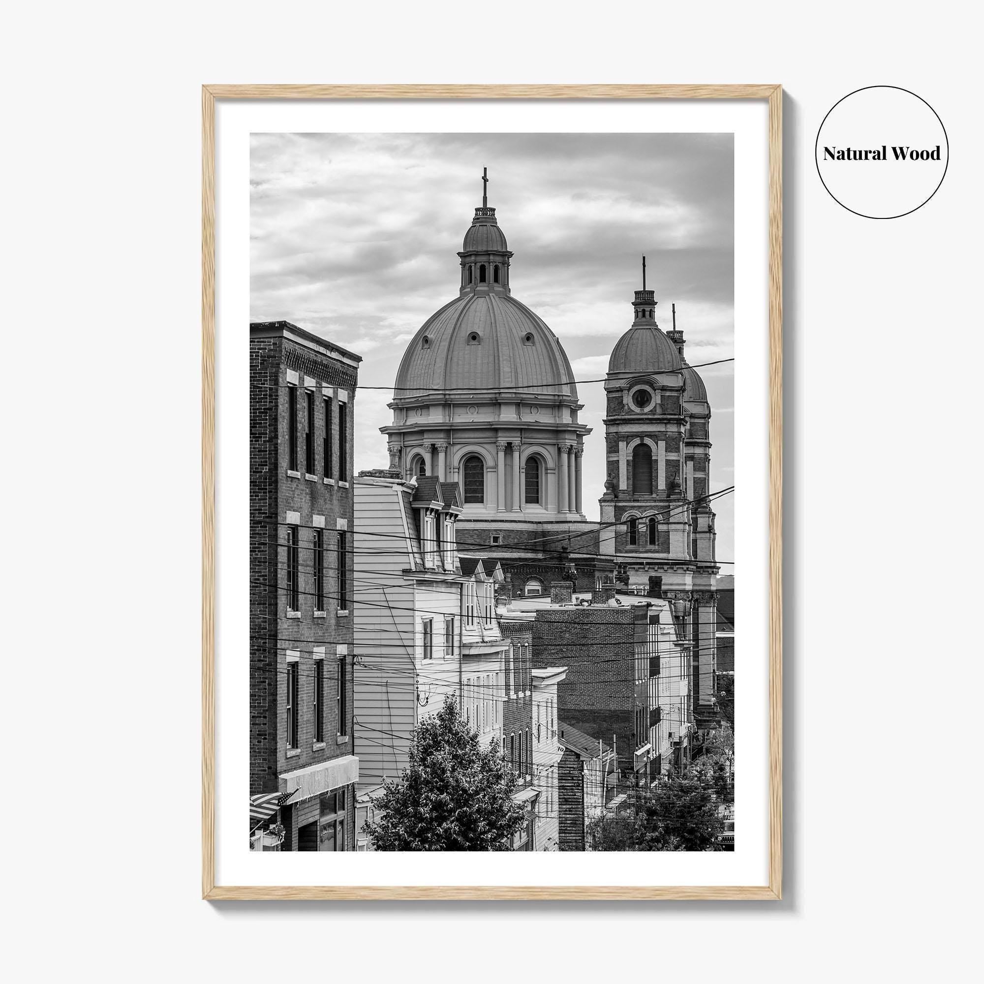 Pittsburgh Black and White Fine Art Photo Print, Polish Hill Church Poster