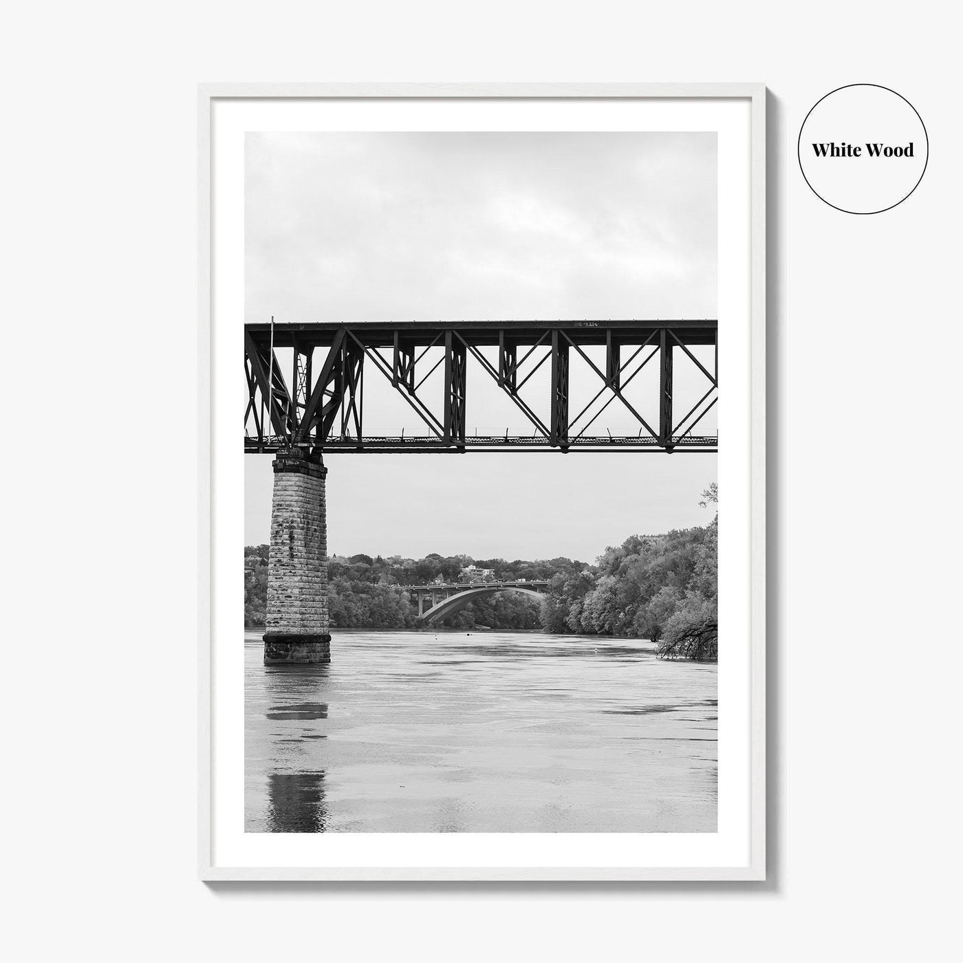Mississippi River Minneapolis Black and White Fine Art Photo Print, Minnesota Poster
