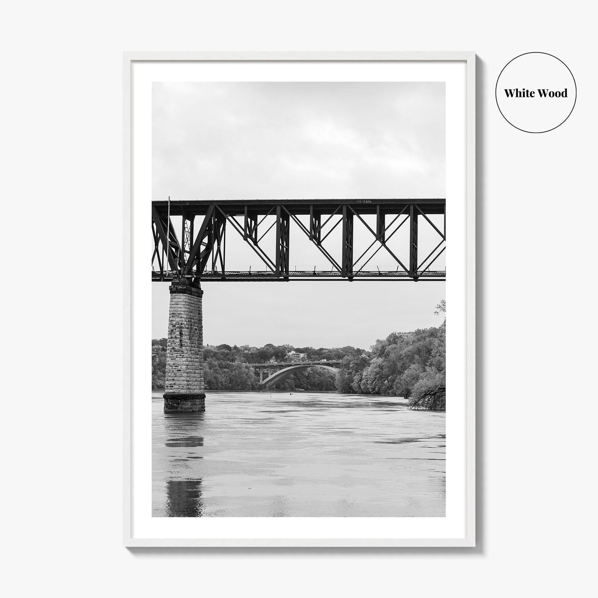 Mississippi River Minneapolis Black and White Fine Art Photo Print, Minnesota Poster