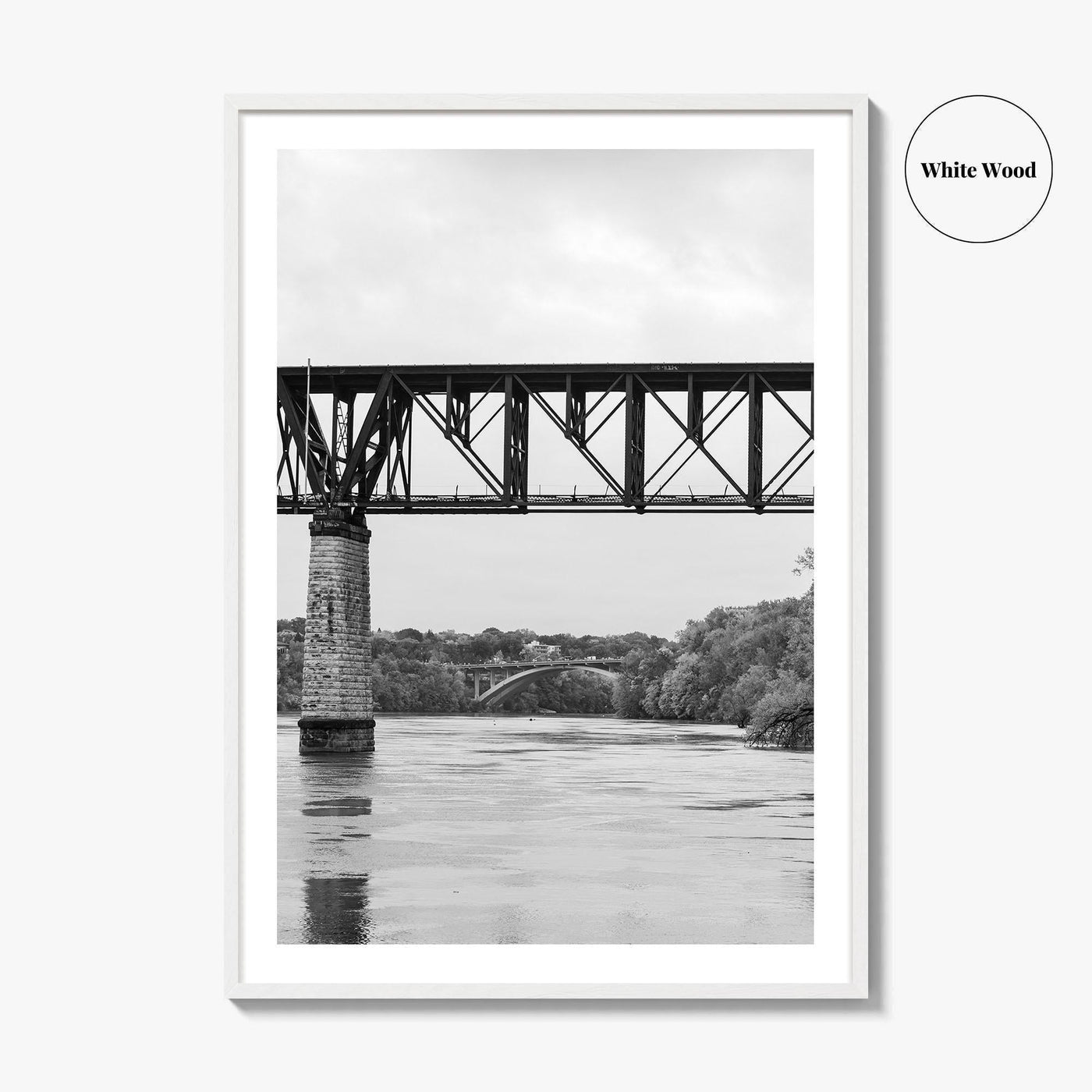 Mississippi River Minneapolis Black and White Fine Art Photo Print, Minnesota Poster