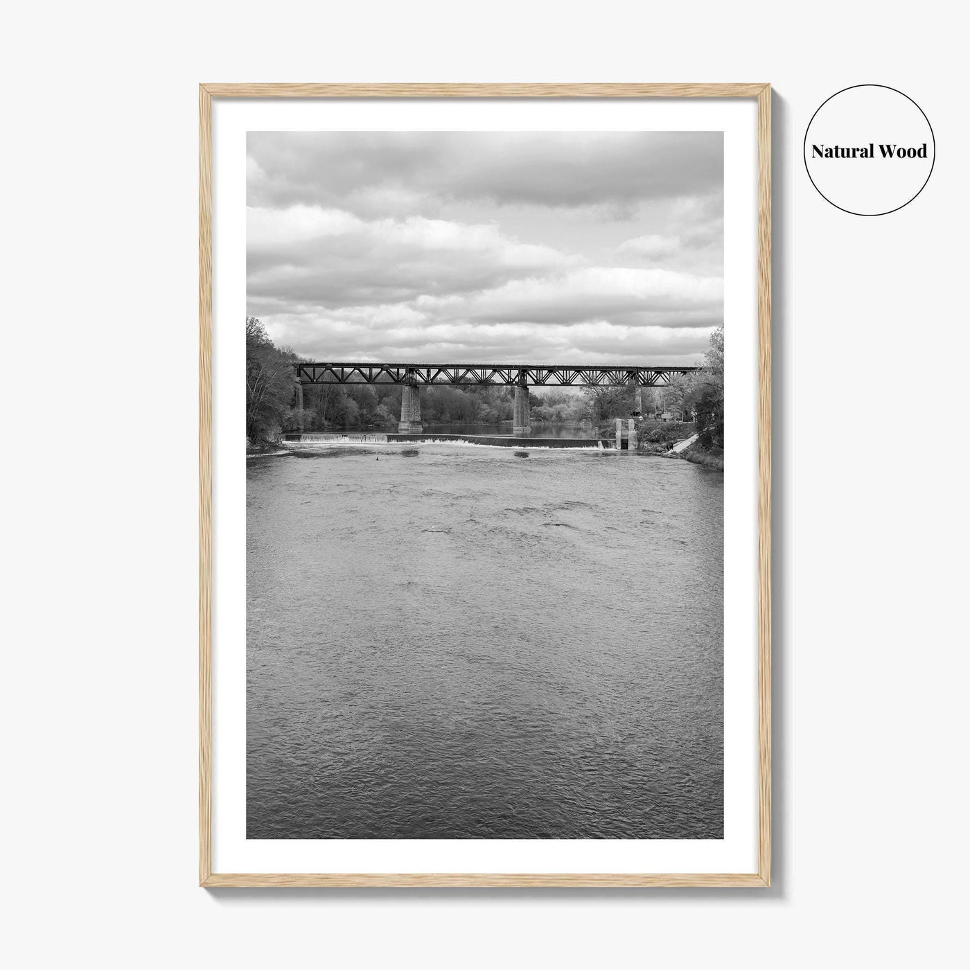 Paris Ontario Black and White Fine Art Photo Print, Grand River Bridge Canada Poster