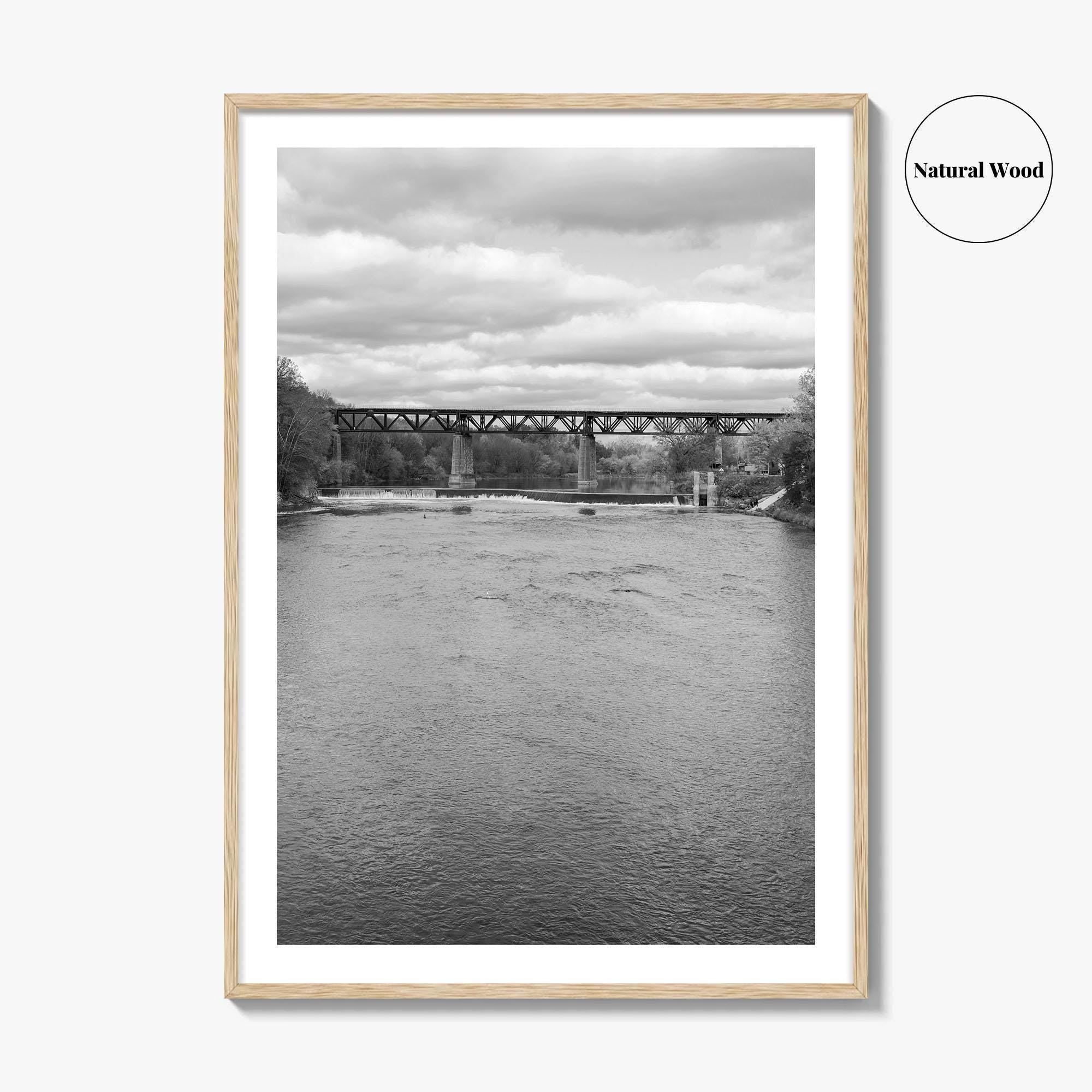 Paris Ontario Black and White Fine Art Photo Print, Grand River Bridge Canada Poster