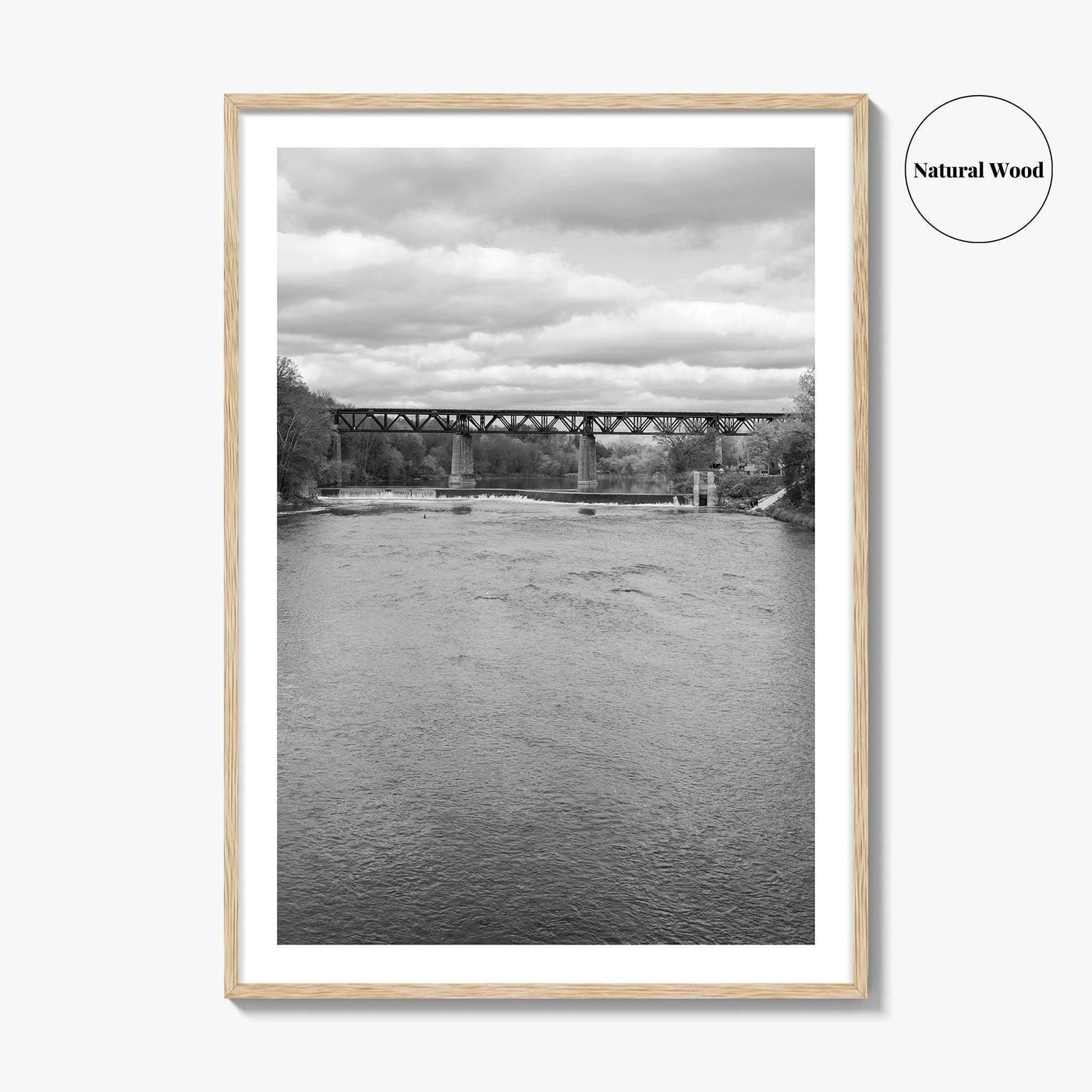 Paris Ontario Black and White Fine Art Photo Print, Grand River Bridge Canada Poster