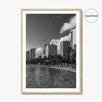 Waikiki Black and White Fine Art Photo Print, Honolulu Oahu Hawaii Poster
