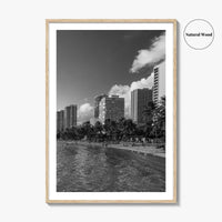 Waikiki Black and White Fine Art Photo Print, Honolulu Oahu Hawaii Poster