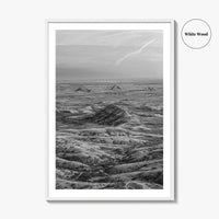Badlands National Park Black and White Fine Art Photo Print, South Dakota Panorama Poster