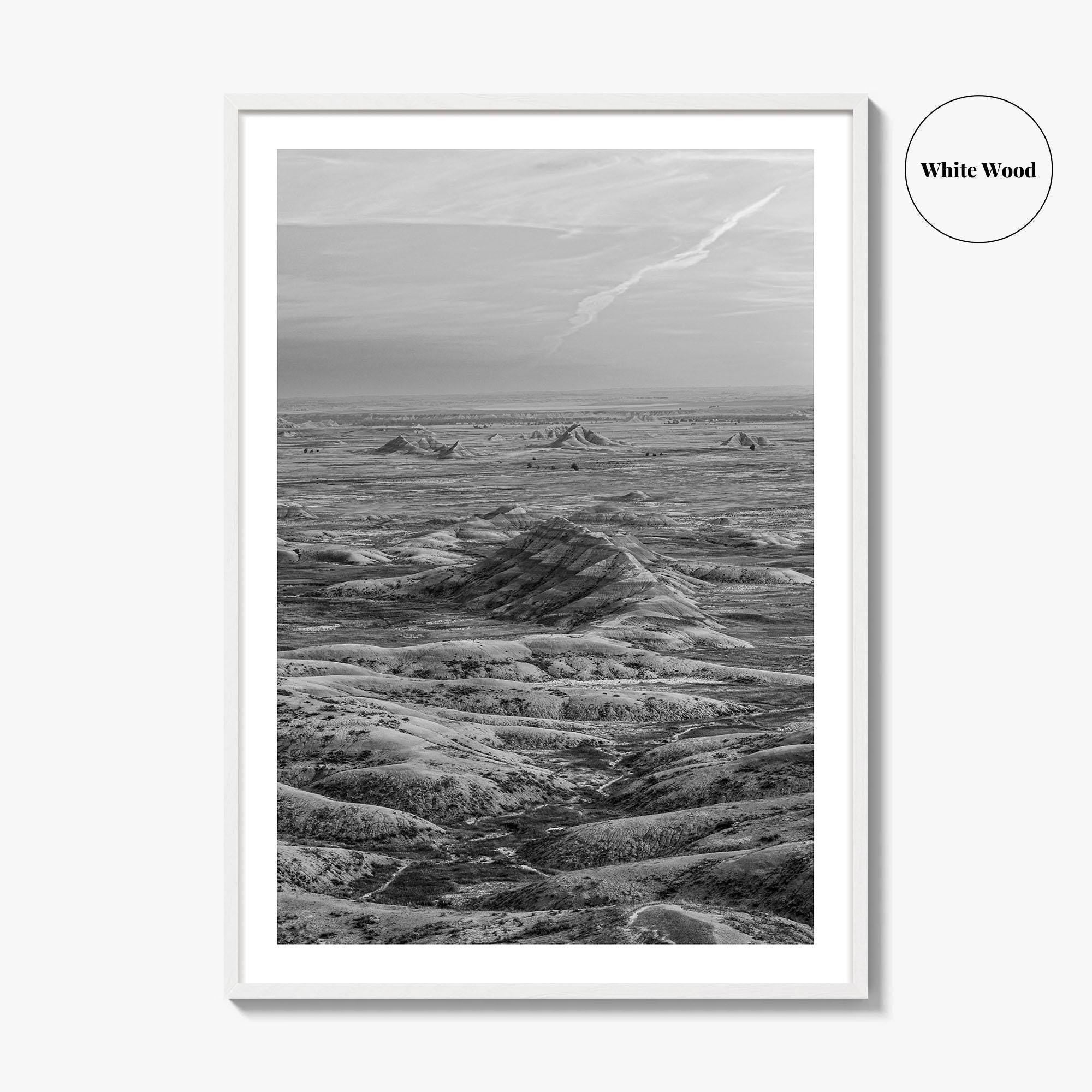 Badlands National Park Black and White Fine Art Photo Print, South Dakota Panorama Poster
