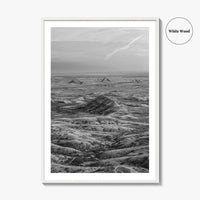 Badlands National Park Black and White Fine Art Photo Print, South Dakota Panorama Poster