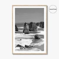Twelve Apostles Black and White Fine Art Photo Print, Australia Poster