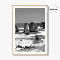 Twelve Apostles Black and White Fine Art Photo Print, Australia Poster