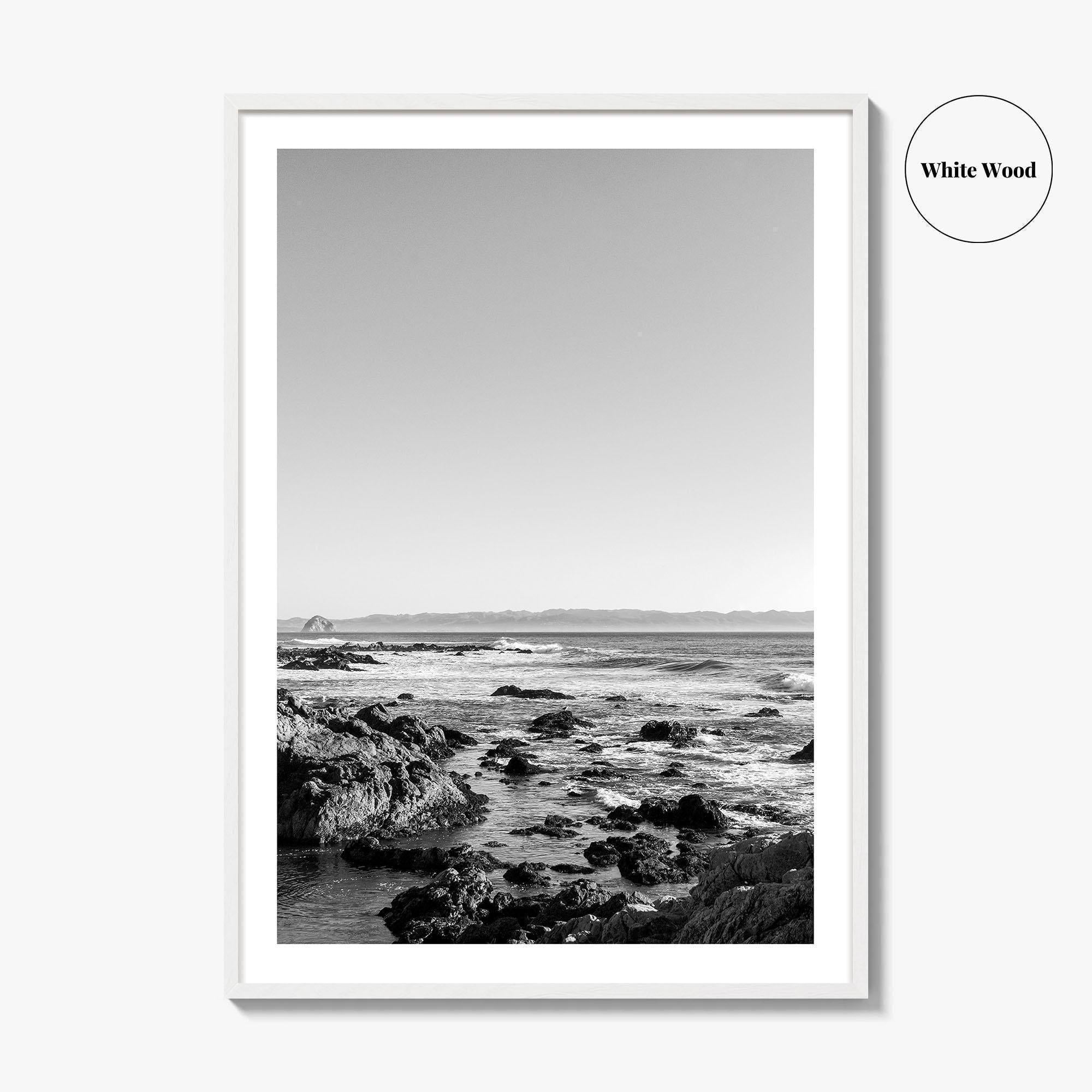San Luis Obispo Black and White Fine Art Photo Print, Morro Bay Coastline Poster