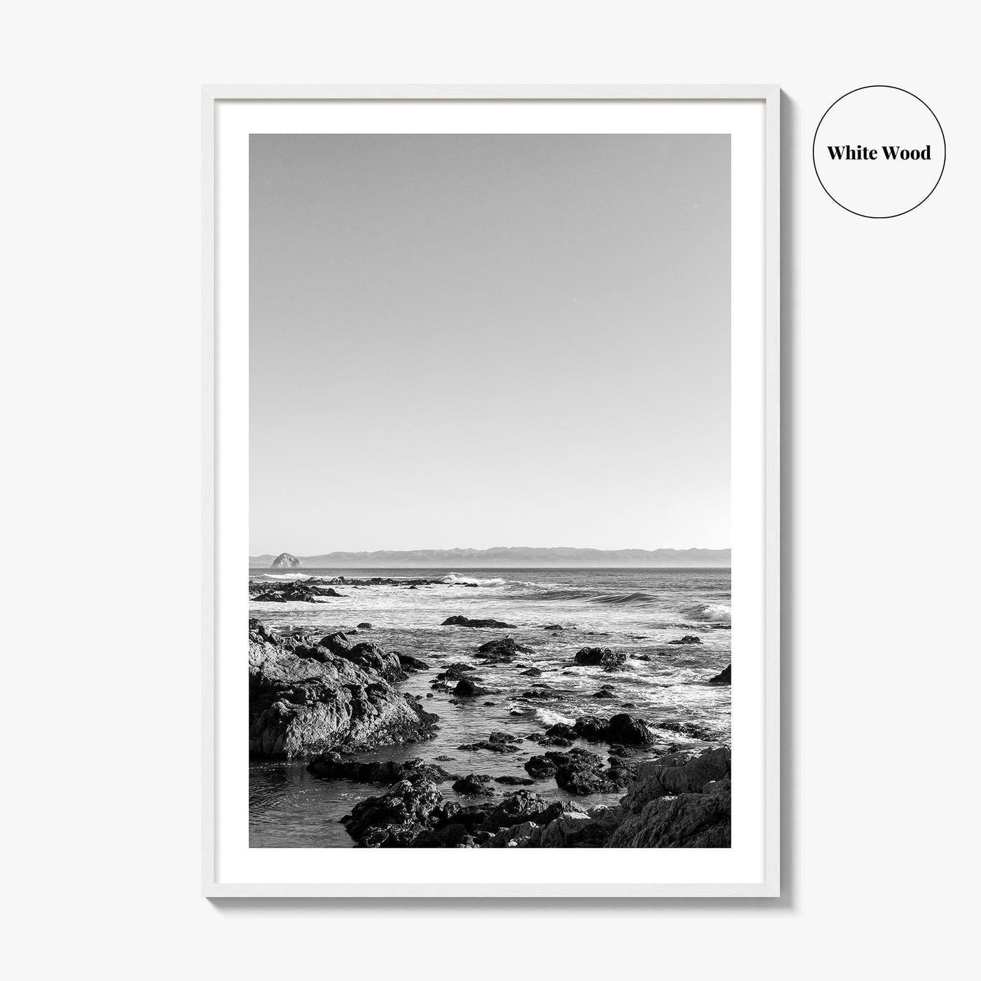 San Luis Obispo Black and White Fine Art Photo Print, Morro Bay Coastline Poster