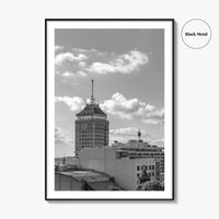 Fresno Skyline Black and White Fine Art Photo Print, Downtown California Poster