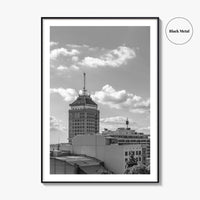 Fresno Skyline Black and White Fine Art Photo Print, Downtown California Poster