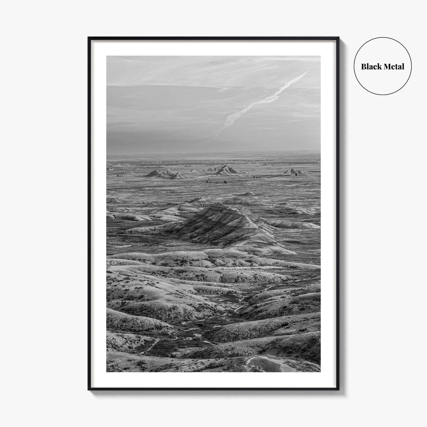 Badlands National Park Black and White Fine Art Photo Print, South Dakota Panorama Poster