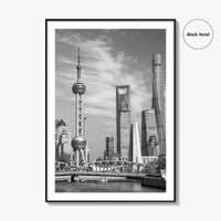 Shanghai Skyline Black and White Fine Art Photo Print, Waibaidu Bridge, China Wall Decor