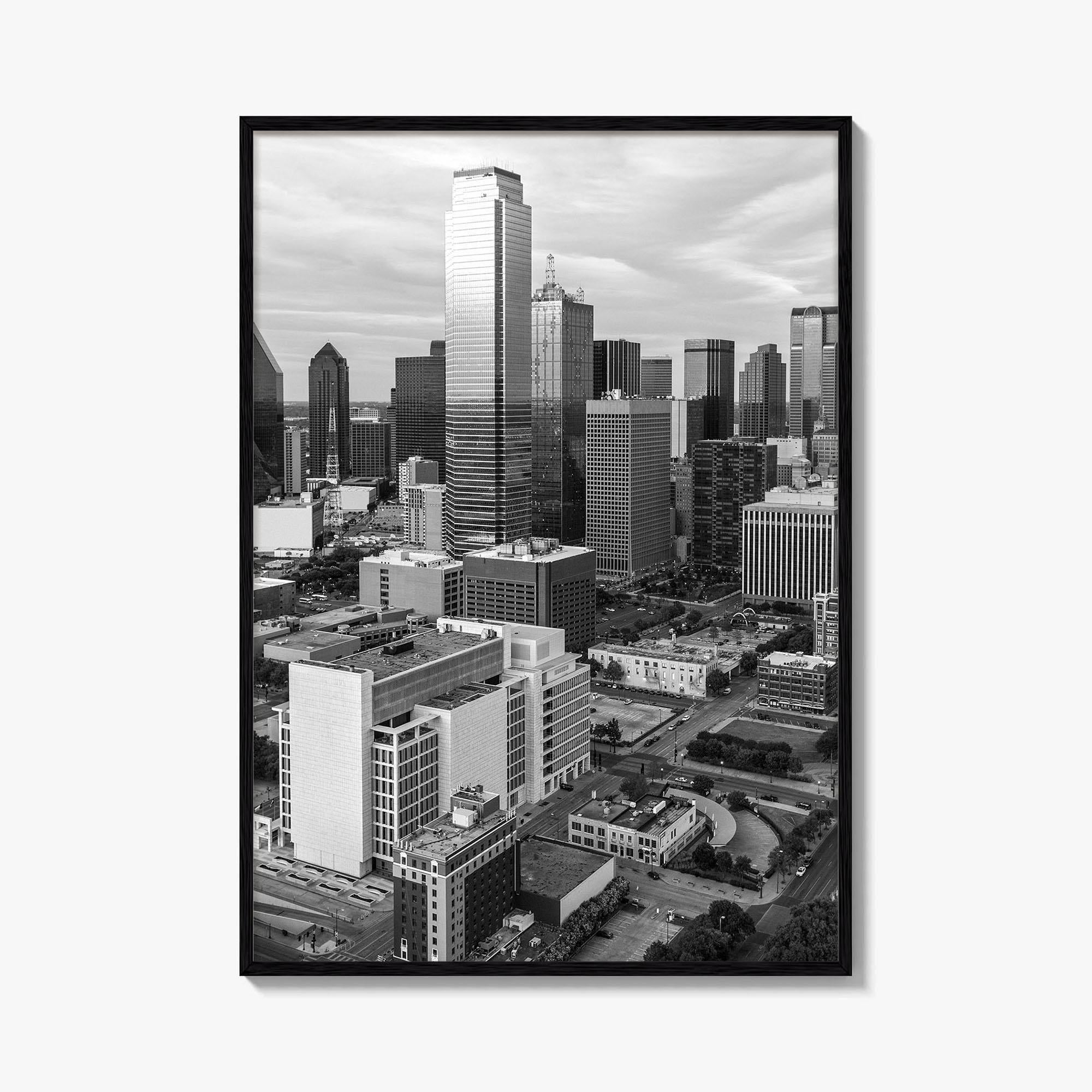 Dallas Skyline Black and White Fine Art Photo Print, Texas Poster, United States Poster