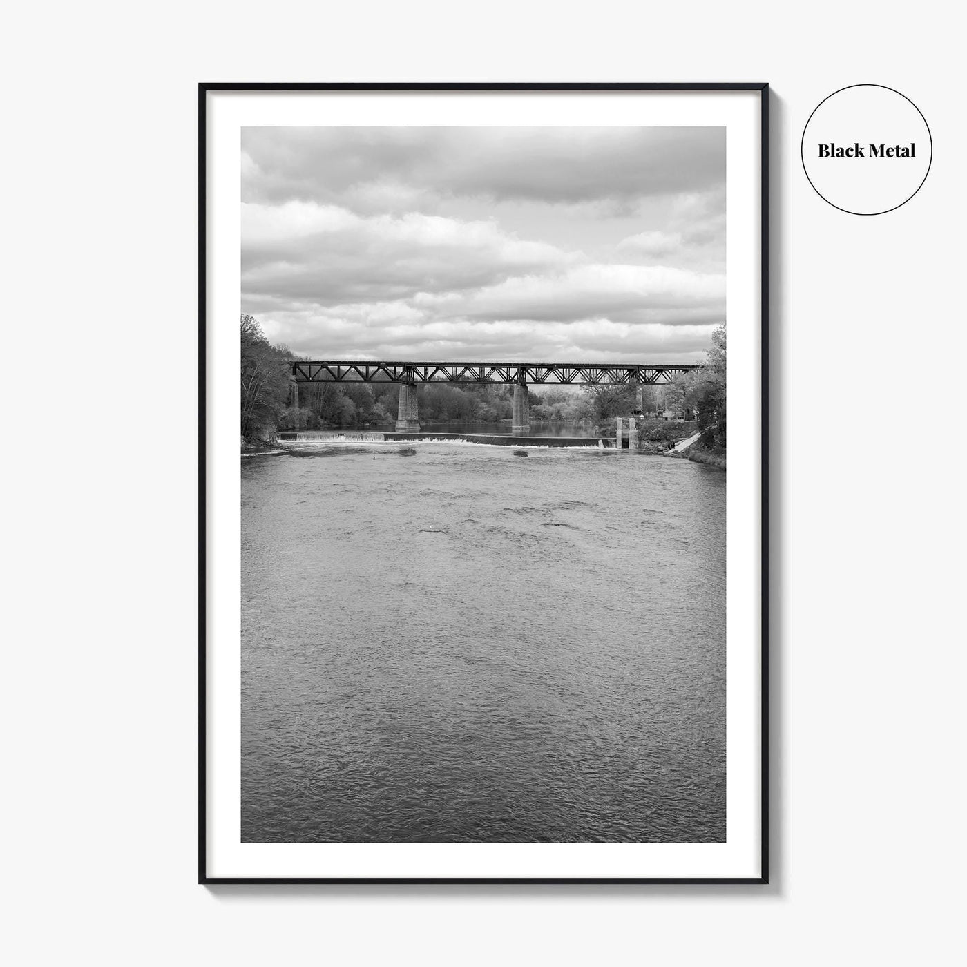 Paris Ontario Black and White Fine Art Photo Print, Grand River Bridge Canada Poster