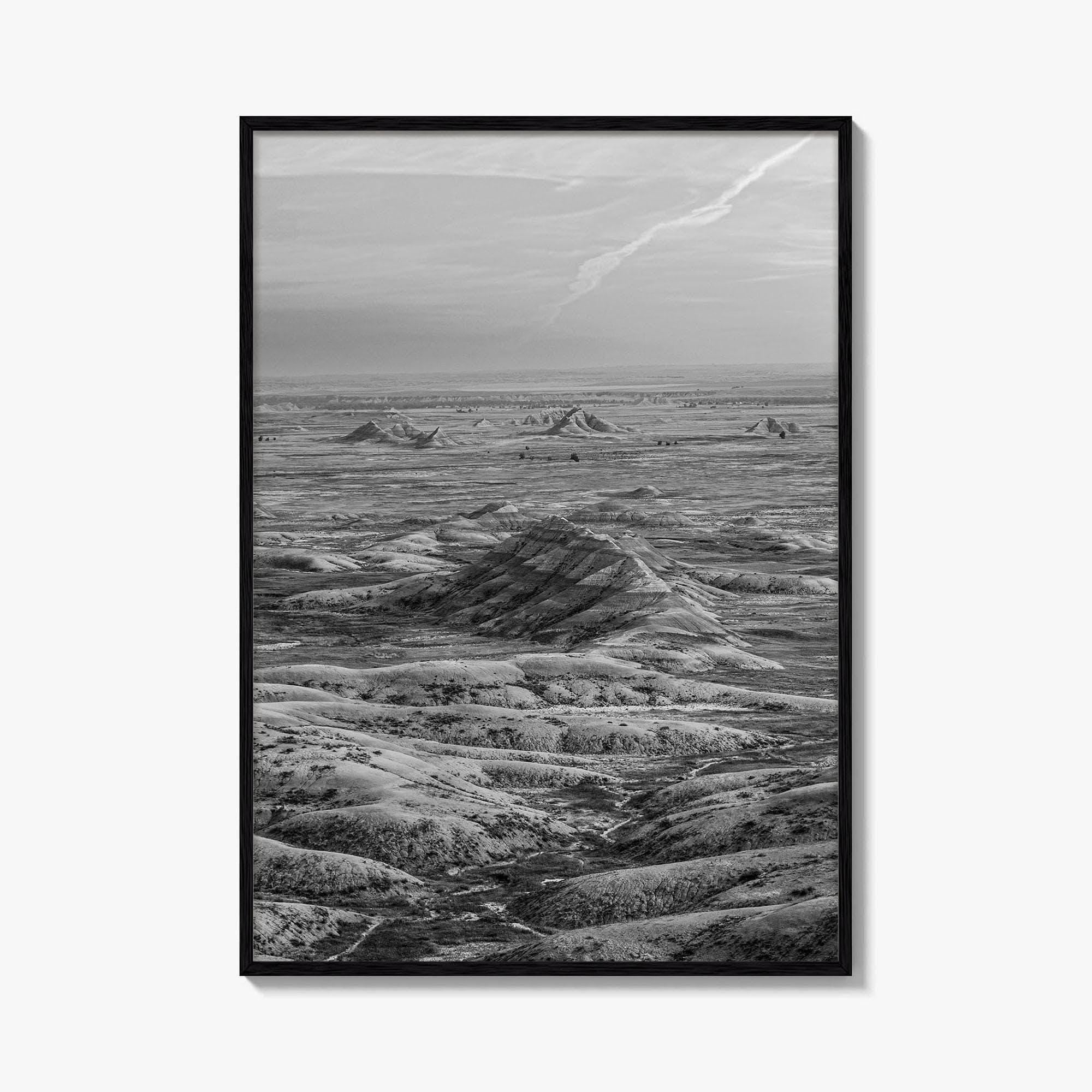 Badlands National Park Black and White Fine Art Photo Print, South Dakota Panorama Poster