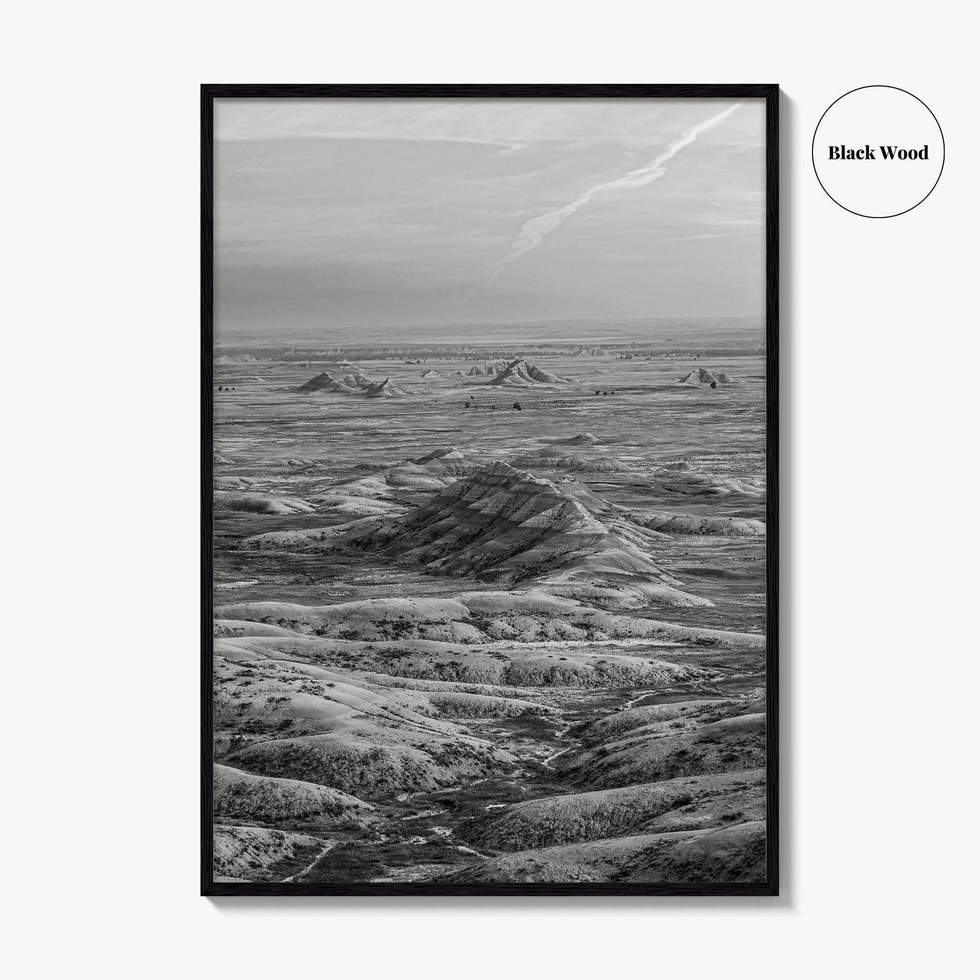 Badlands National Park Black and White Fine Art Photo Print, South Dakota Panorama Poster