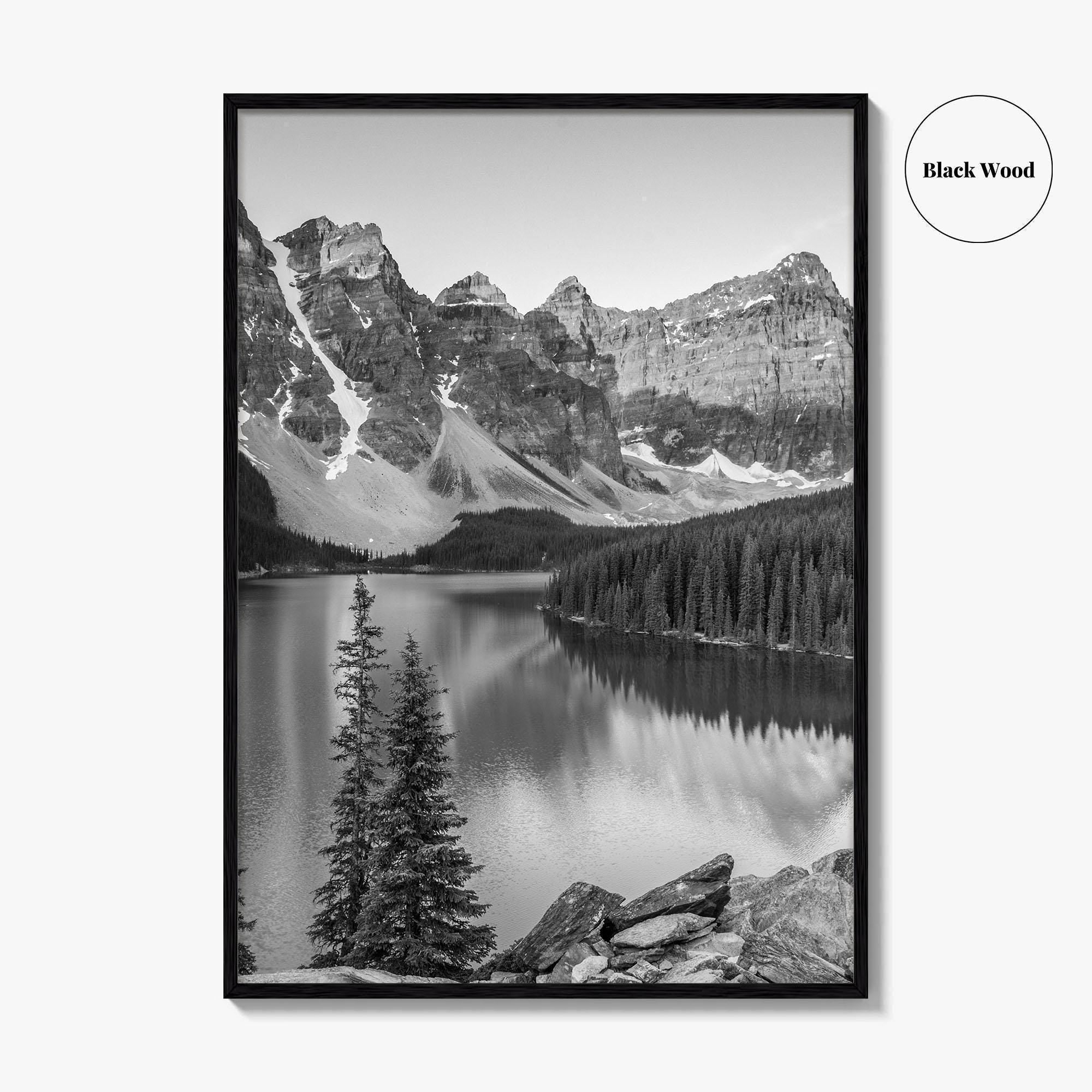 Moraine Lake Black and White Fine Art Photo Print, Banff, Alberta Canada