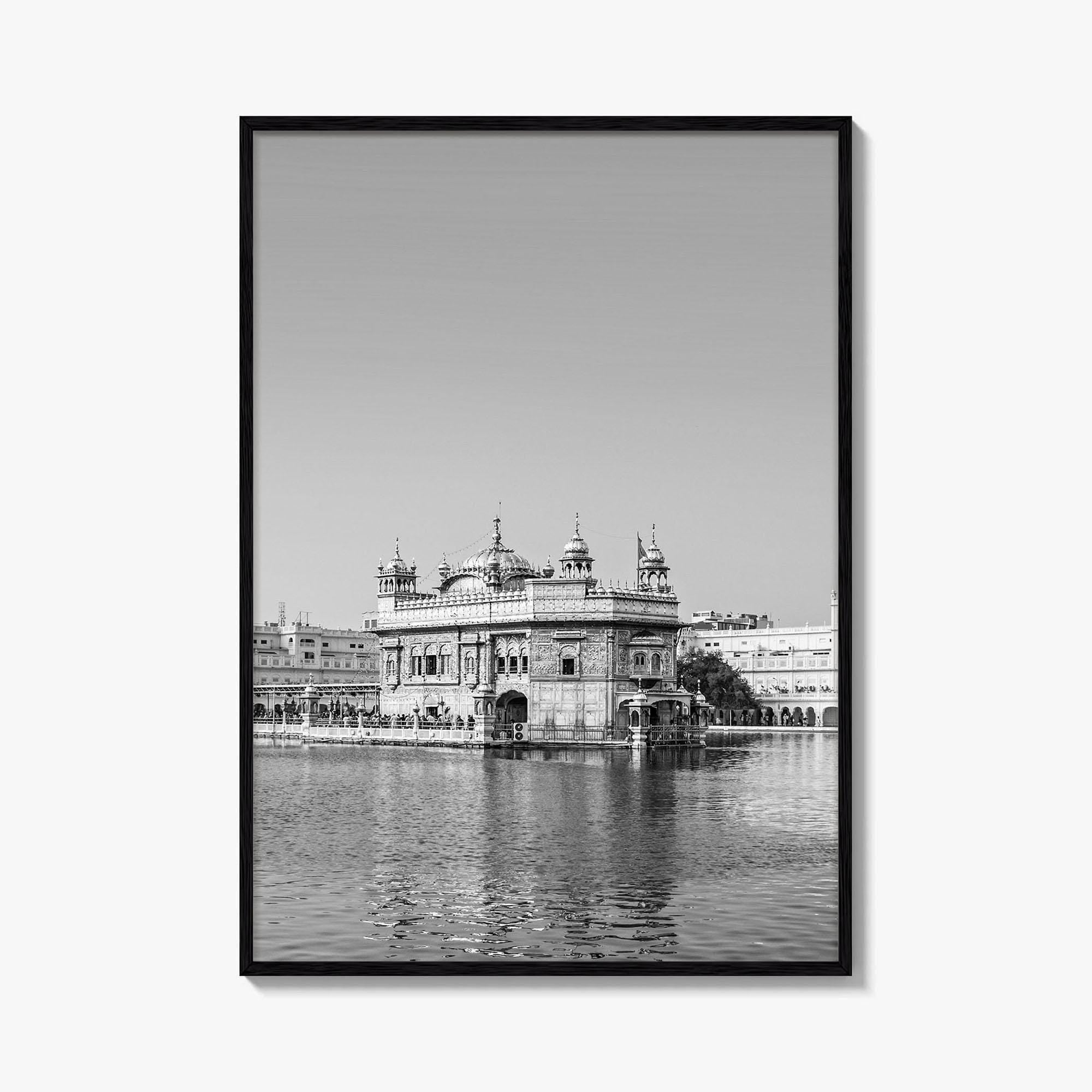 Golden Temple Amritsar Black and White Fine Art Photo Print, Harmandir Sahib India Poster