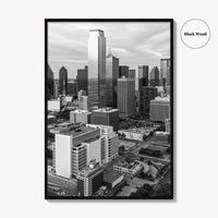 Dallas Skyline Black and White Fine Art Photo Print, Texas Poster, United States Poster