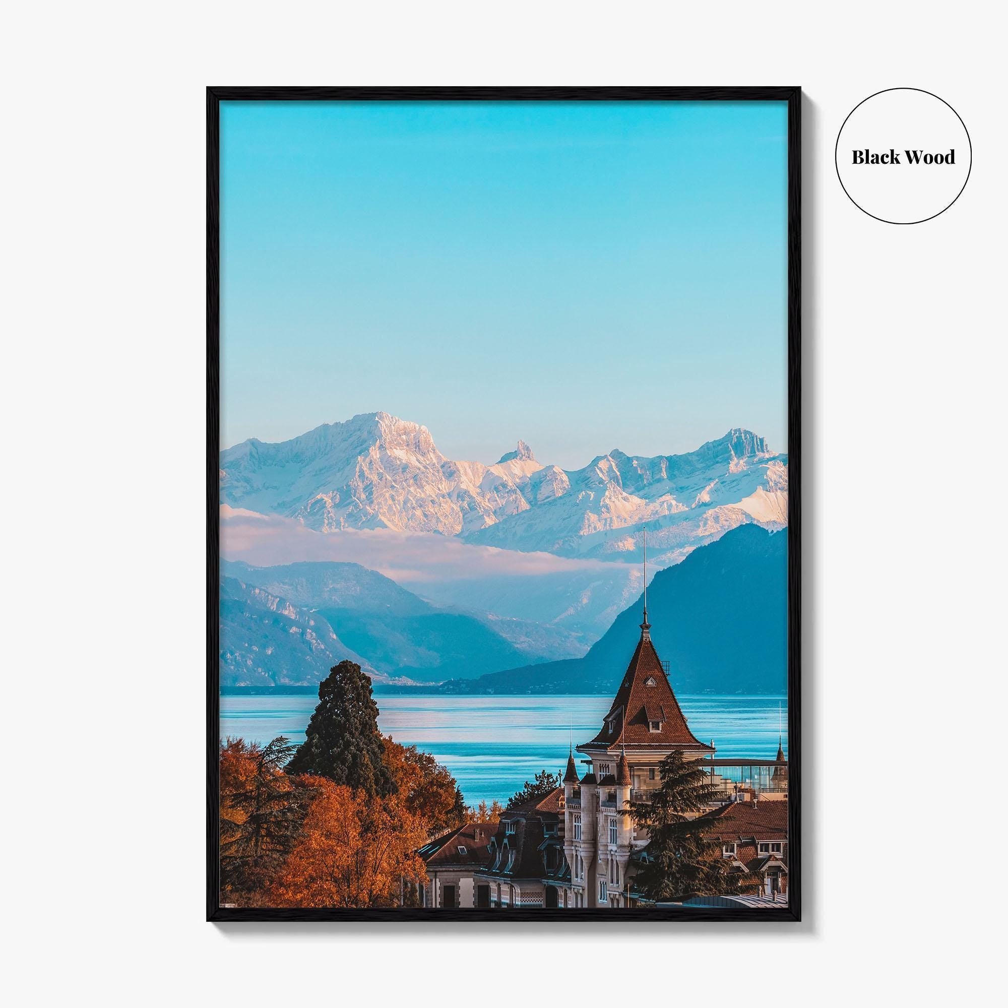 Lausanne Fine Art Photo Print, Lake Geneva, Vaud Switzerland Poster, Lac Leman, French Alps