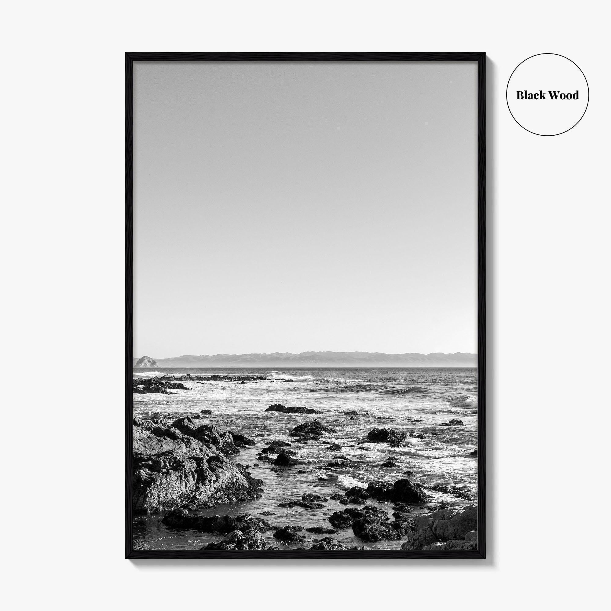 San Luis Obispo Black and White Fine Art Photo Print, Morro Bay Coastline Poster