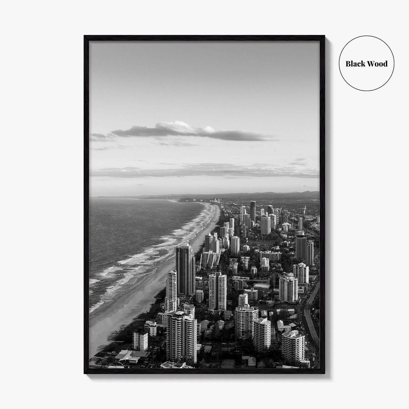 Gold Coast Black and White Fine Art Photo Print, Broadbeach, Queensland Australia Wall Decor