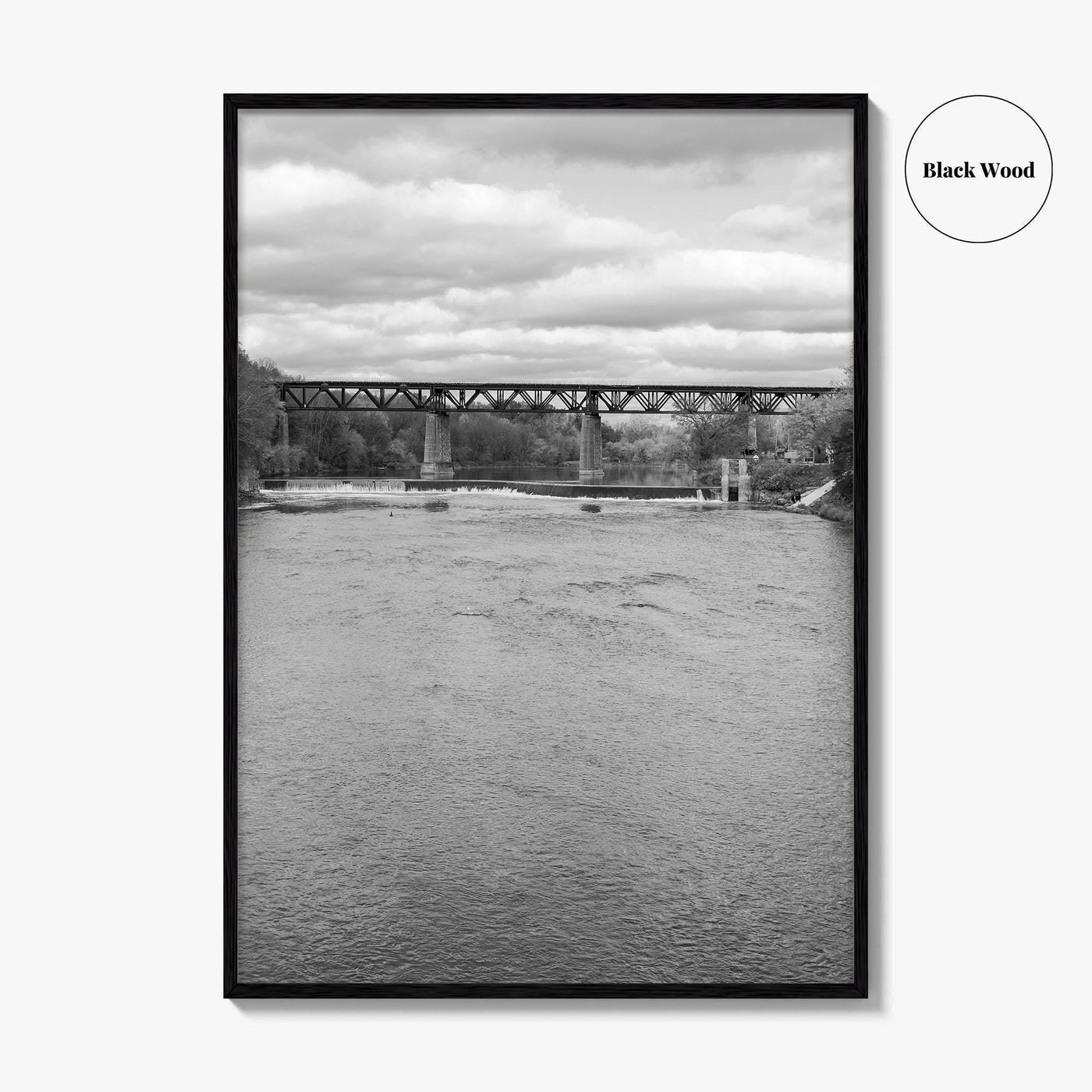 Paris Ontario Black and White Fine Art Photo Print, Grand River Bridge Canada Poster