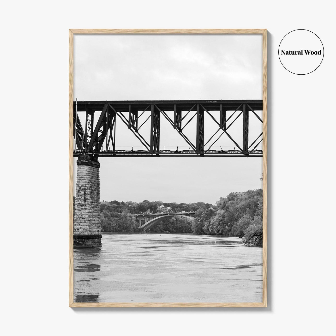 Mississippi River Minneapolis Black and White Fine Art Photo Print, Minnesota Poster