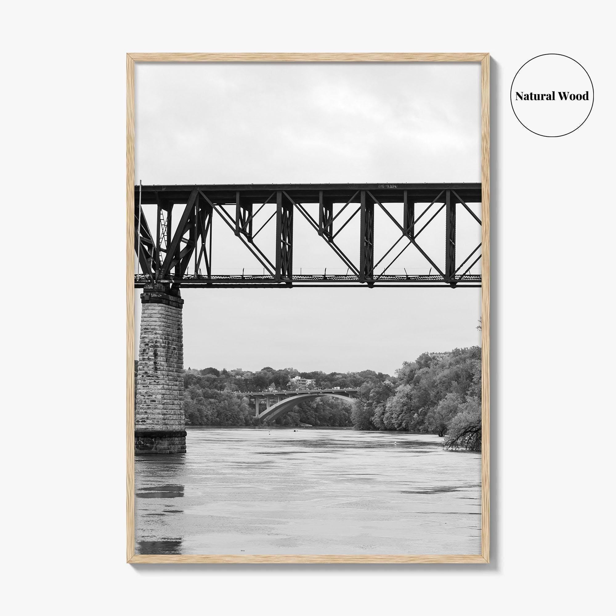 Mississippi River Minneapolis Black and White Fine Art Photo Print, Minnesota Poster