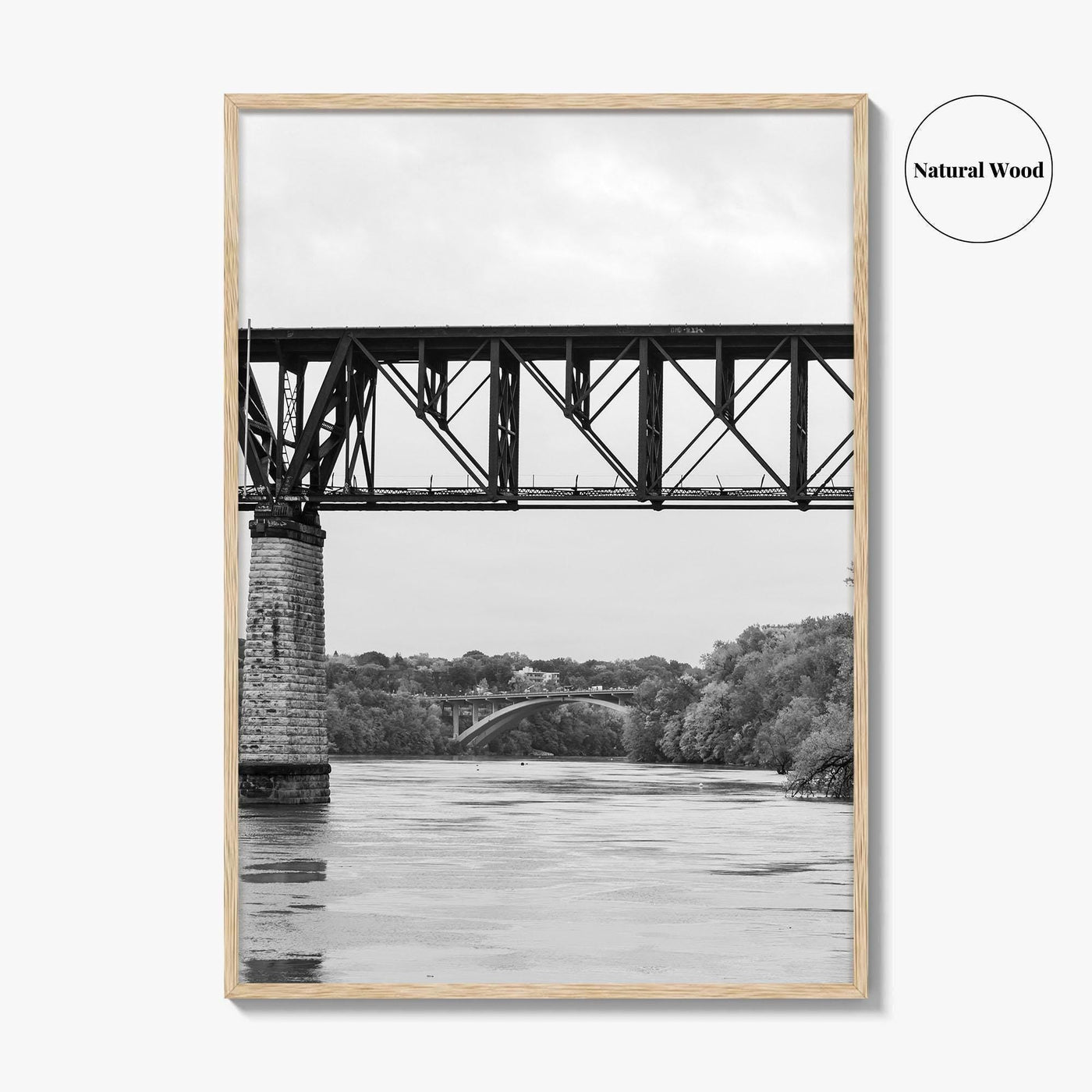 Mississippi River Minneapolis Black and White Fine Art Photo Print, Minnesota Poster