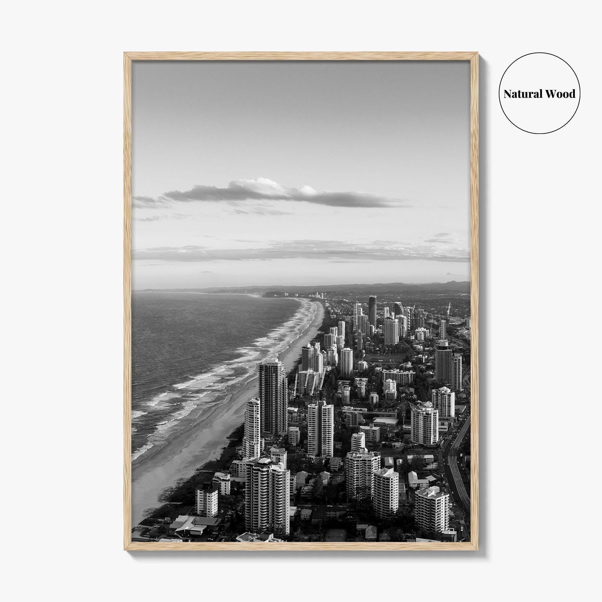 Gold Coast Black and White Fine Art Photo Print, Broadbeach, Queensland Australia Wall Decor