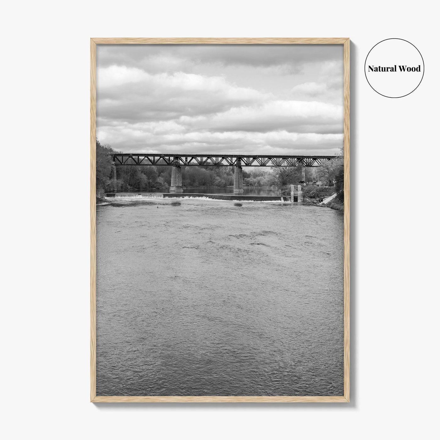 Paris Ontario Black and White Fine Art Photo Print, Grand River Bridge Canada Poster