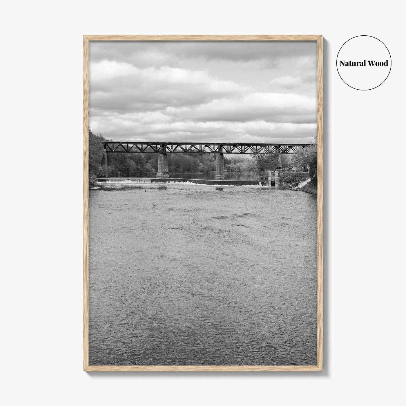 Paris Ontario Black and White Fine Art Photo Print, Grand River Bridge Canada Poster