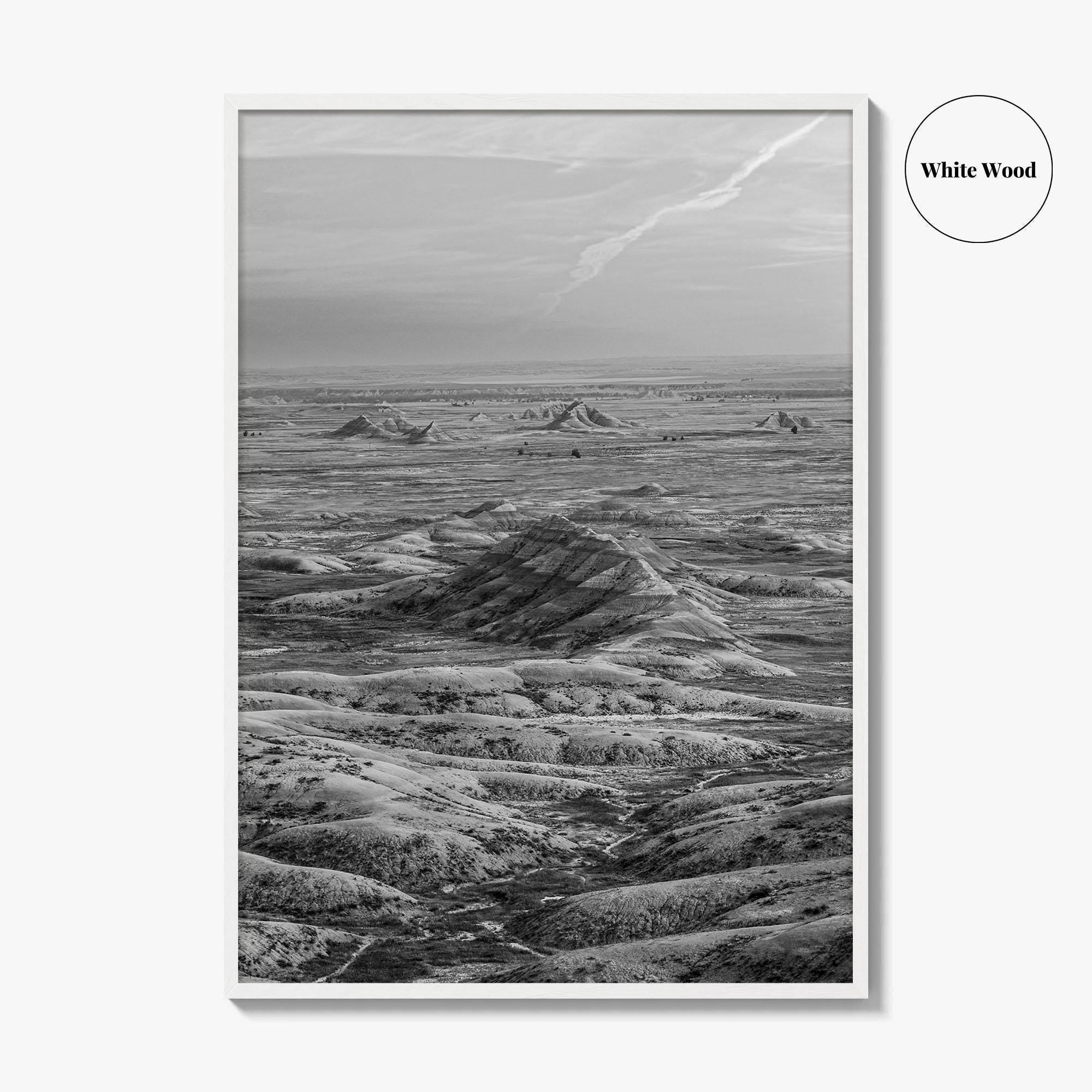 Badlands National Park Black and White Fine Art Photo Print, South Dakota Panorama Poster