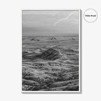 Badlands National Park Black and White Fine Art Photo Print, South Dakota Panorama Poster