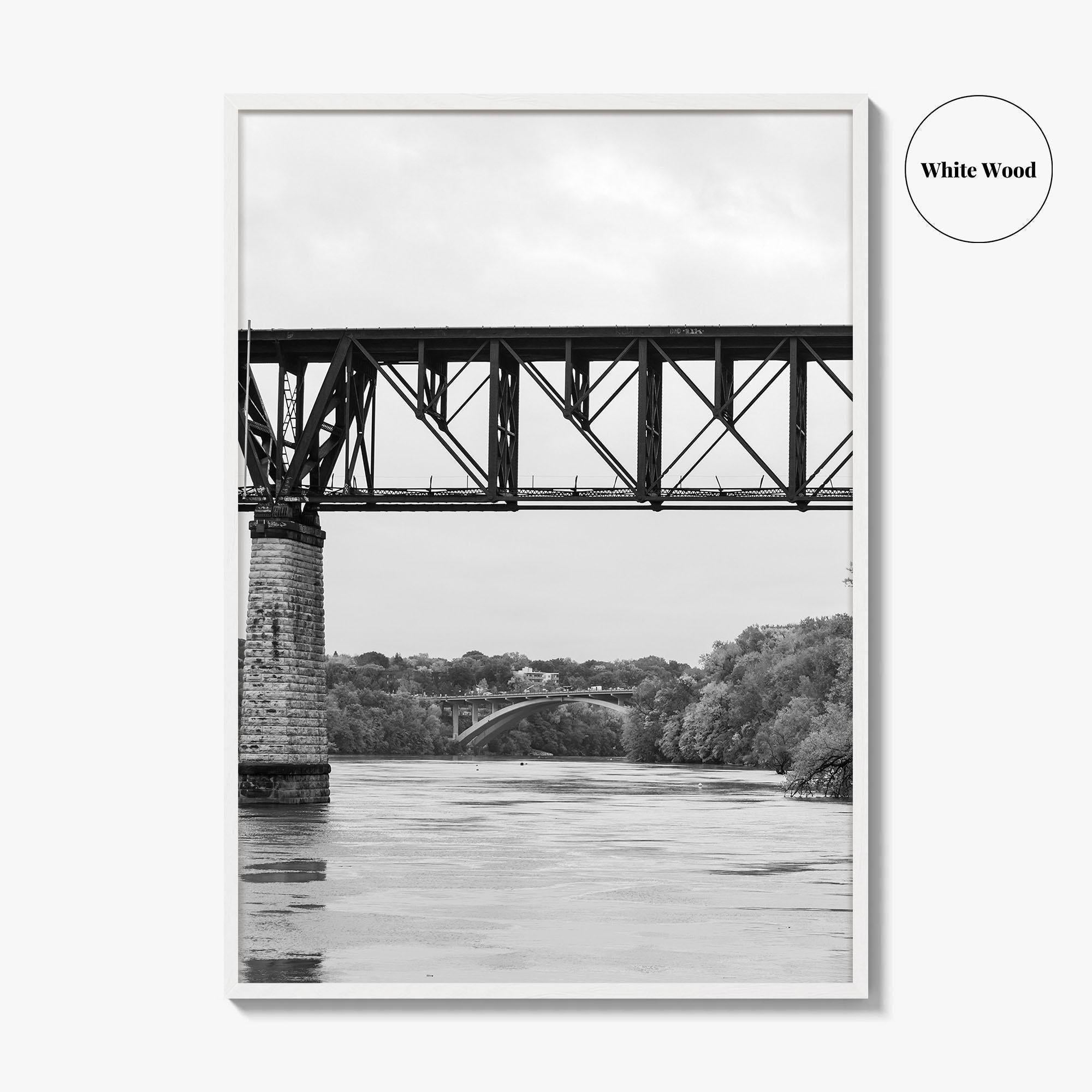 Mississippi River Minneapolis Black and White Fine Art Photo Print, Minnesota Poster