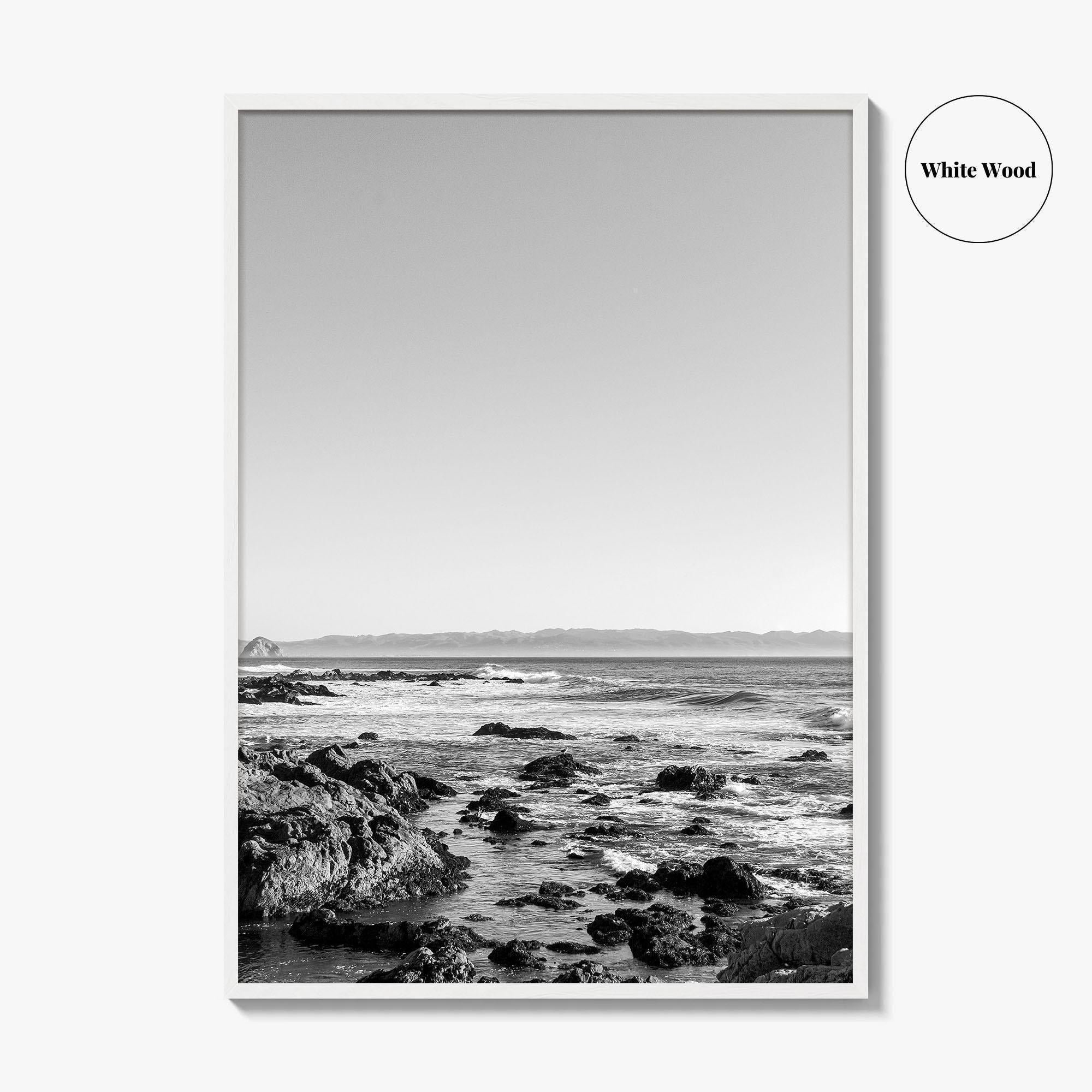 San Luis Obispo Black and White Fine Art Photo Print, Morro Bay Coastline Poster