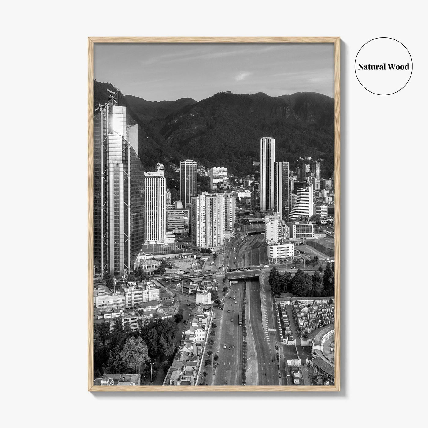 Bogota Skyline Black and White Fine Art Photo Print, Colombia Poster, International Center Downtown
