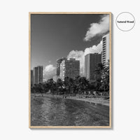 Waikiki Black and White Fine Art Photo Print, Honolulu Oahu Hawaii Poster