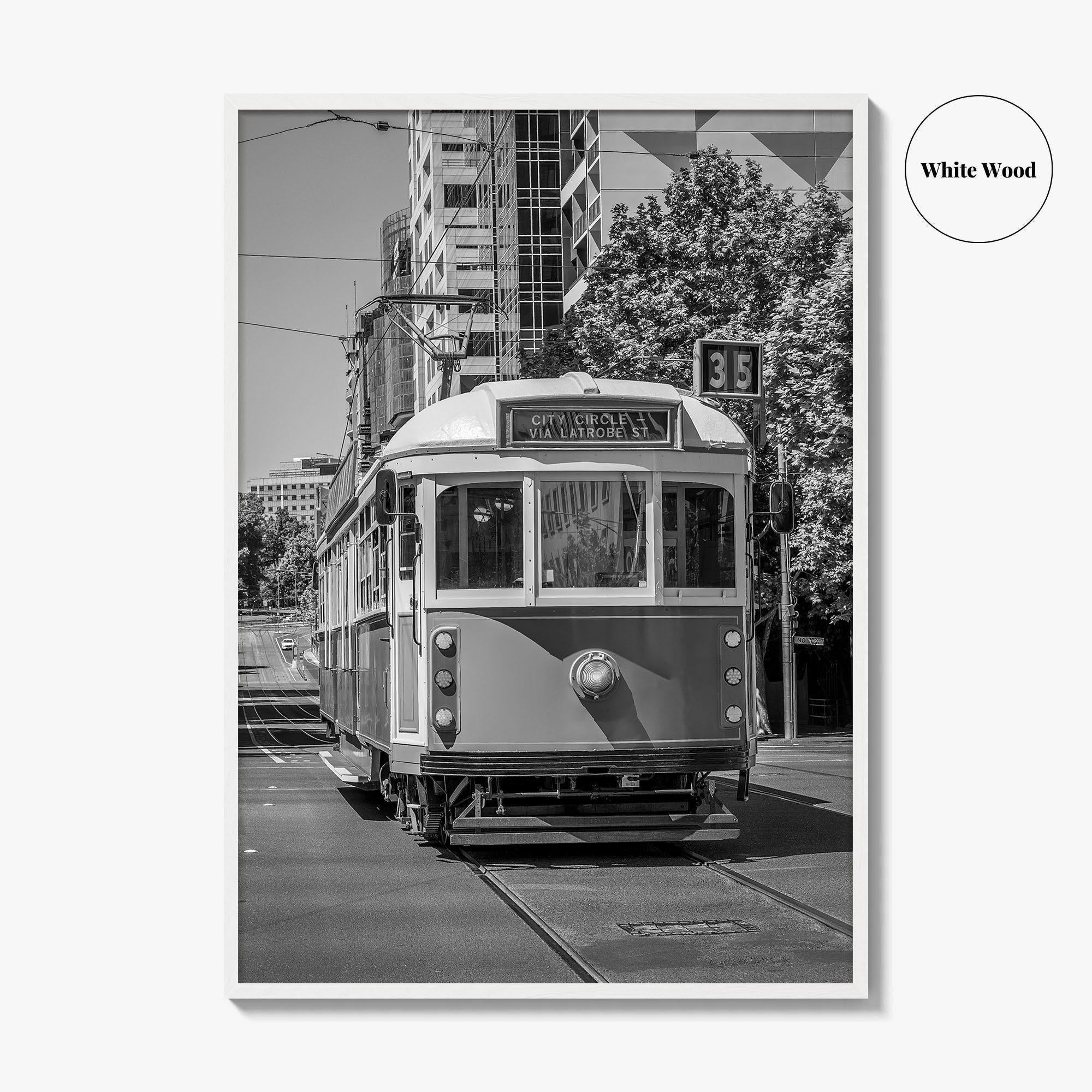 Melbourne Black and White Fine Art Photo Print, Victoria Australia, W Class Tram Poster
