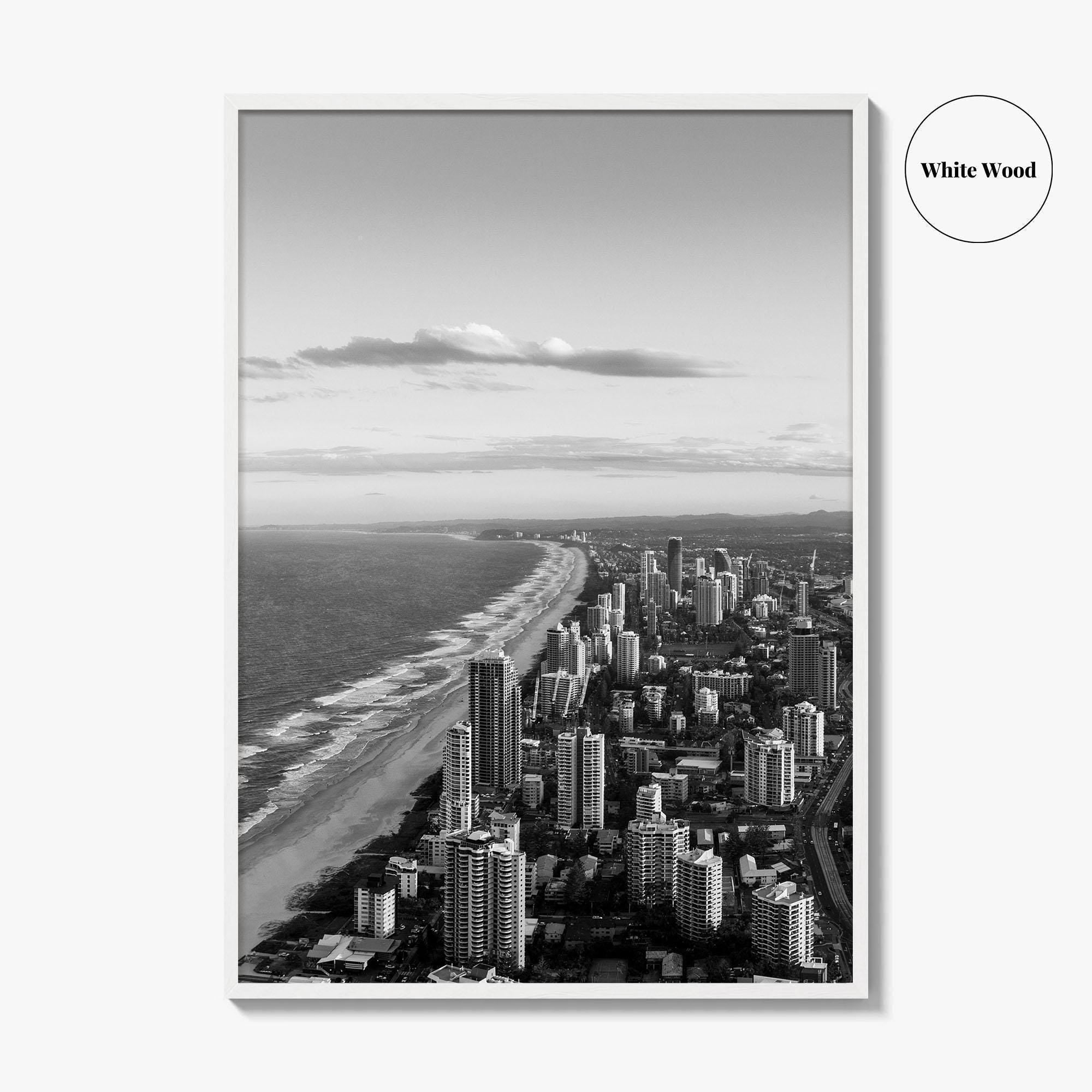 Gold Coast Black and White Fine Art Photo Print, Broadbeach, Queensland Australia Wall Decor