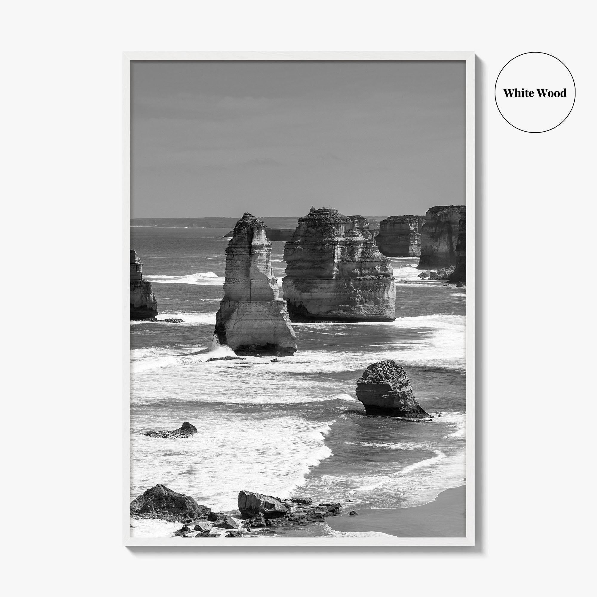 Twelve Apostles Black and White Fine Art Photo Print, Australia Poster
