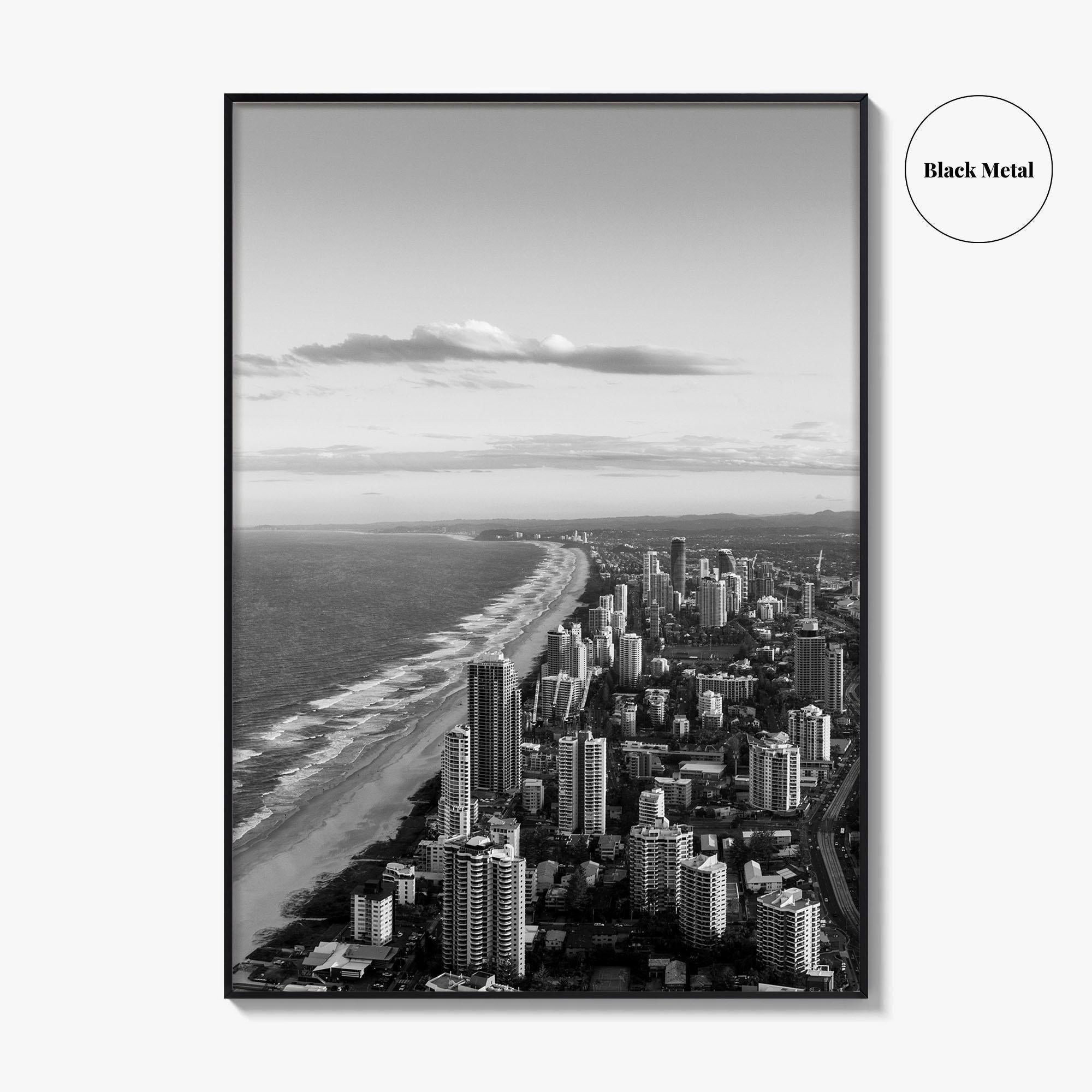 Gold Coast Black and White Fine Art Photo Print, Broadbeach, Queensland Australia Wall Decor
