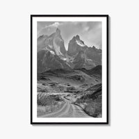 Torres del Paine Black and White Fine Art Photo Print, Patagonia Chile, Lake Pehoe
