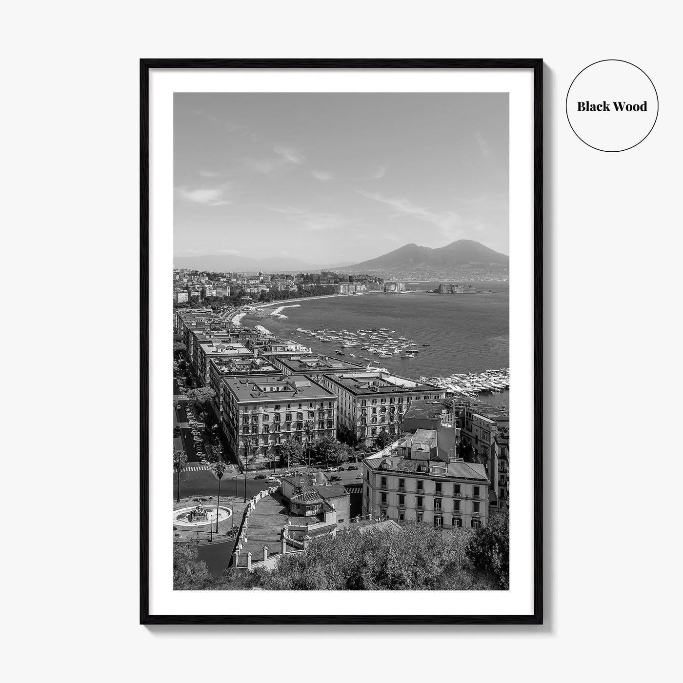 Naples Italy Black and White Fine Art Photo Print, Napoli Coastline, Campania Wall Poster