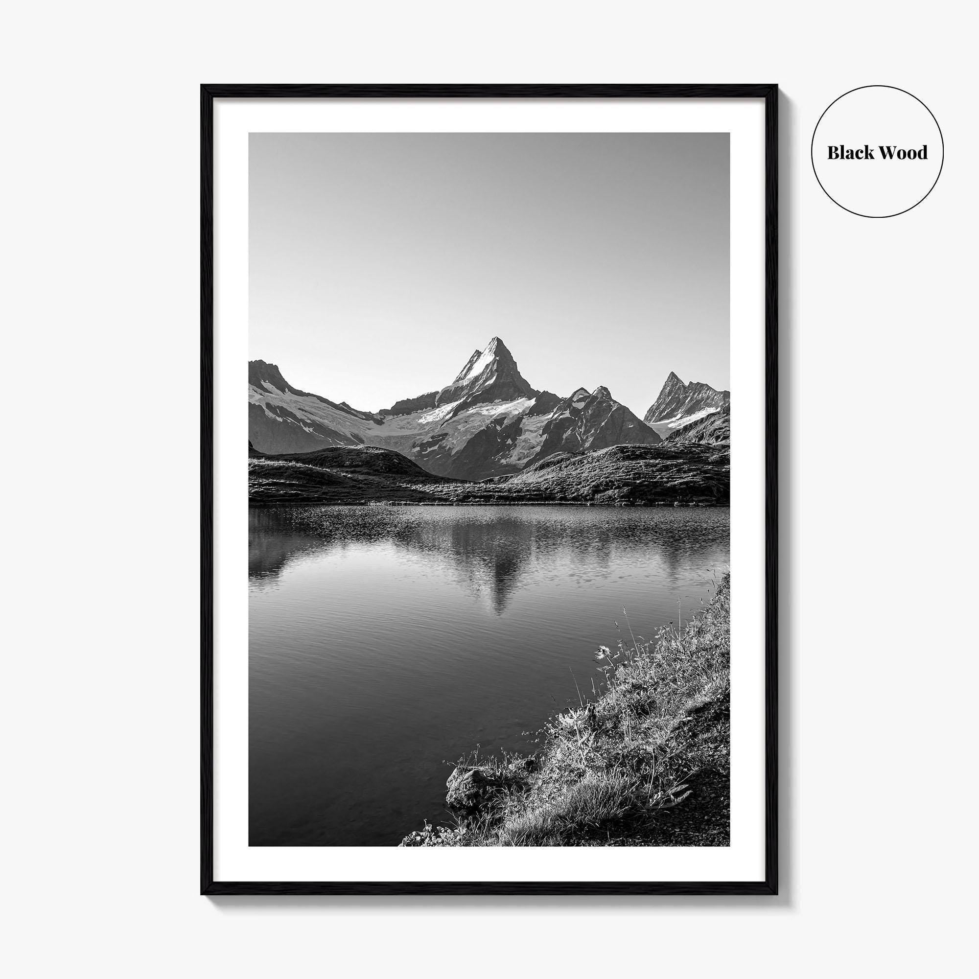 Bachalpsee Black and White Fine Art Photo Print, Eiger Grindelwald Swiss Alps Poster